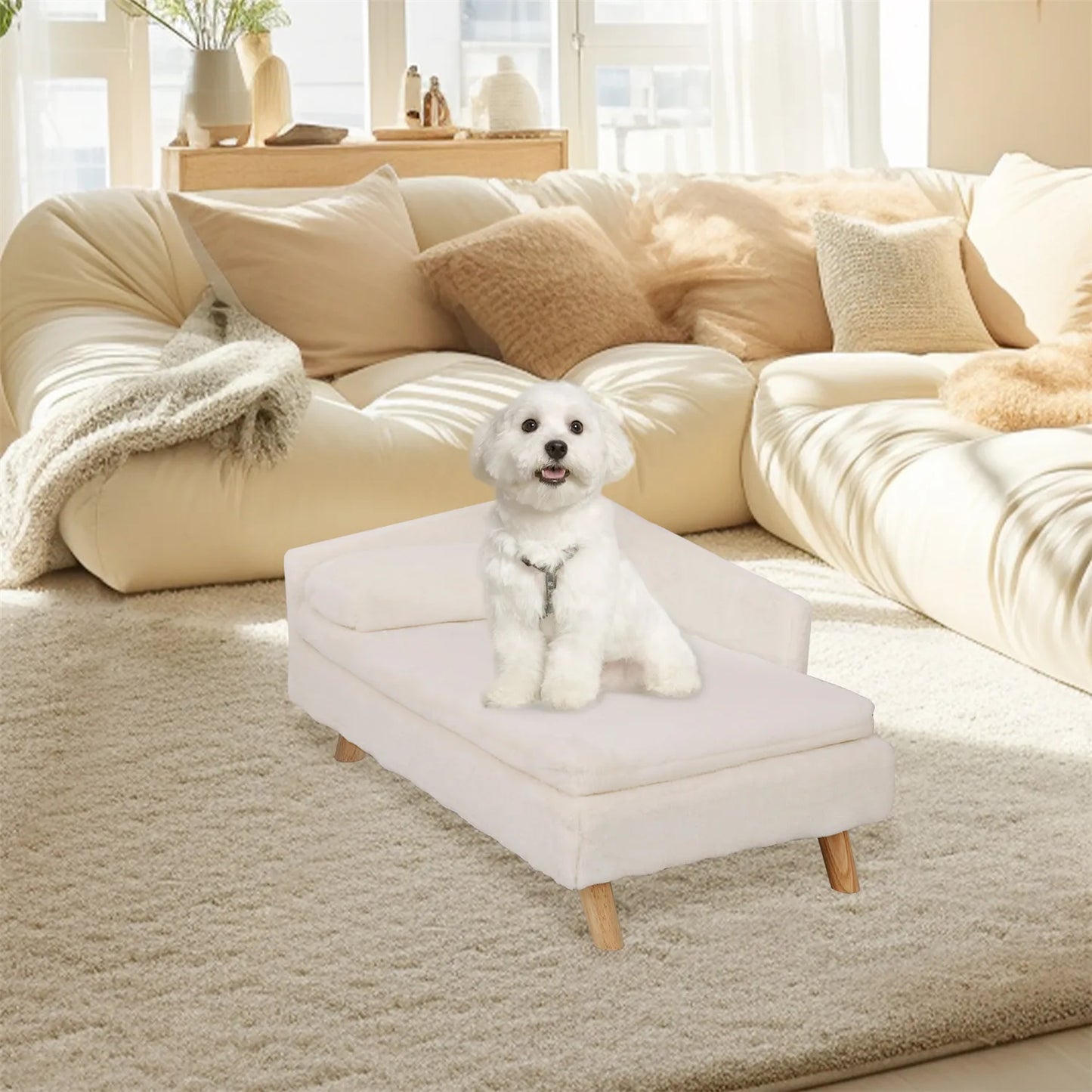 Elevated Nordic Pet Bed with Cozy Waterproof Cushion for Small Dogs