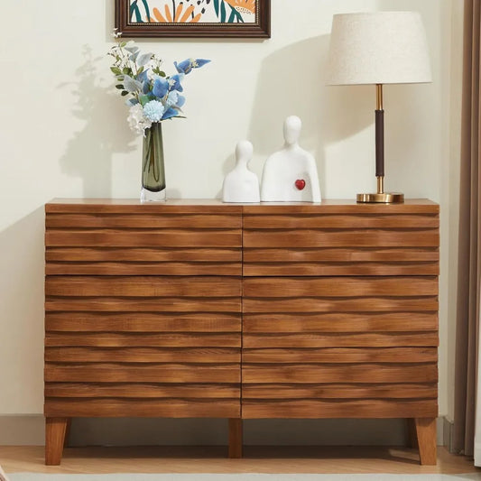 Mid Century Modern Solid Wood 6 Drawer Dresser for Bedroom