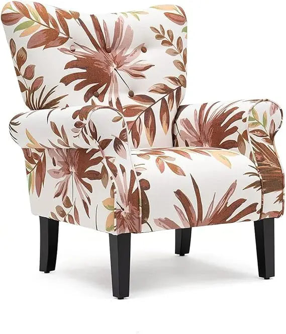 Mid Century Modern Wingback Arm Chair with Wood Legs