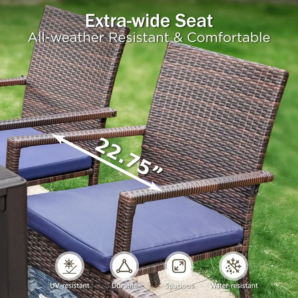 5 Piece Outdoor Dining Set with Cushioned Chairs and Umbrella