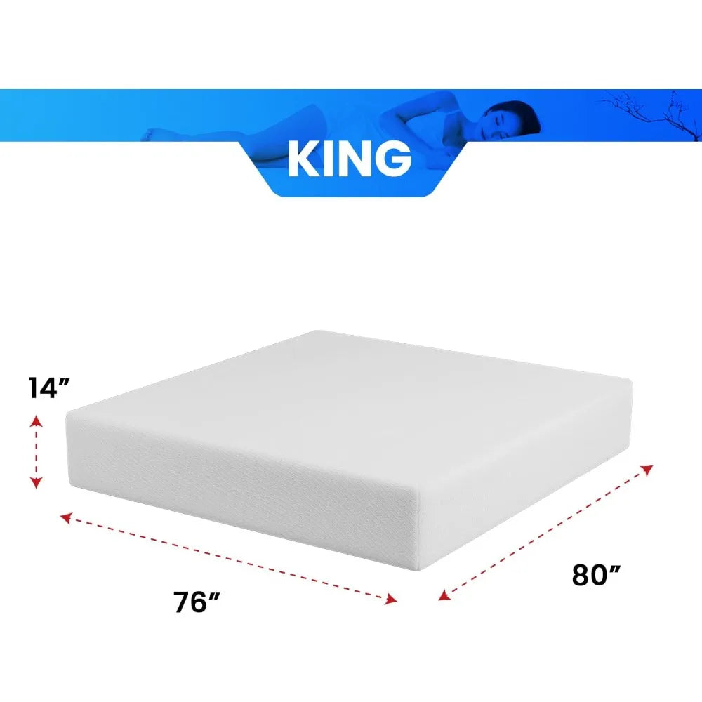 14 Inch King Gel Memory Foam Medium Firm Mattress in a Box
