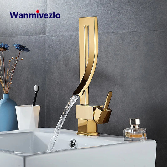 Wanmivezlo Brass Waterfall Mixer Faucet for Bathroom Sink