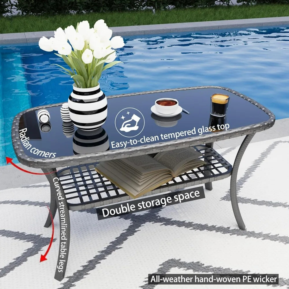 4 Piece Outdoor Patio Furniture Set with Cushions and Table