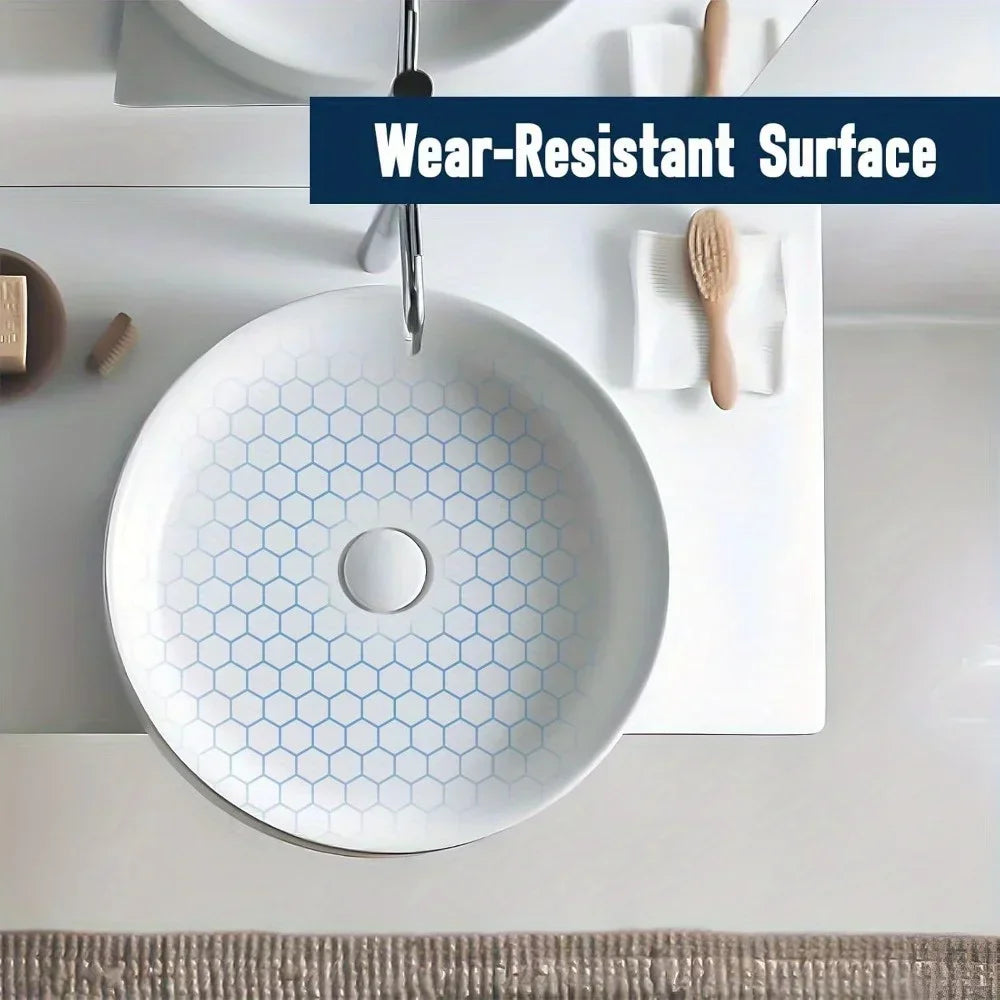 White Ceramic Round Bathroom Sink 16 Inch Countertop Basin