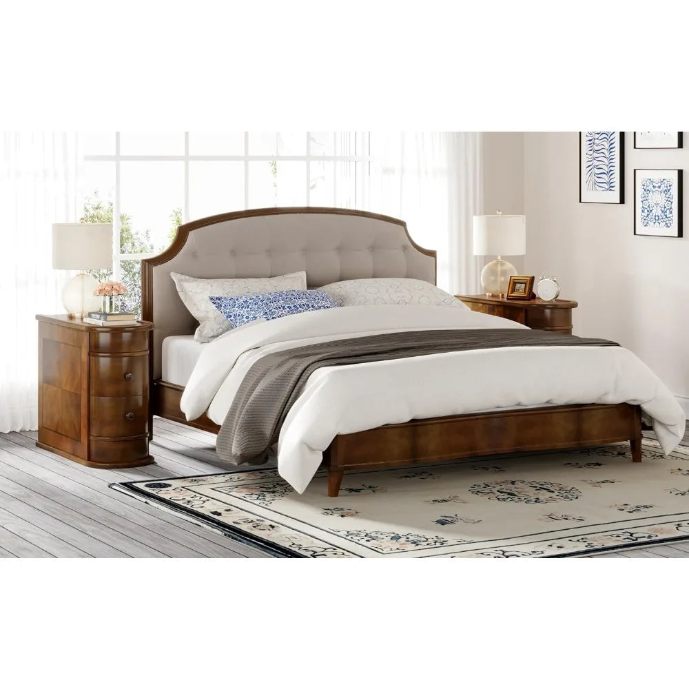 Wood End Table with Drawers Modern Slim Nightstand for Living Room