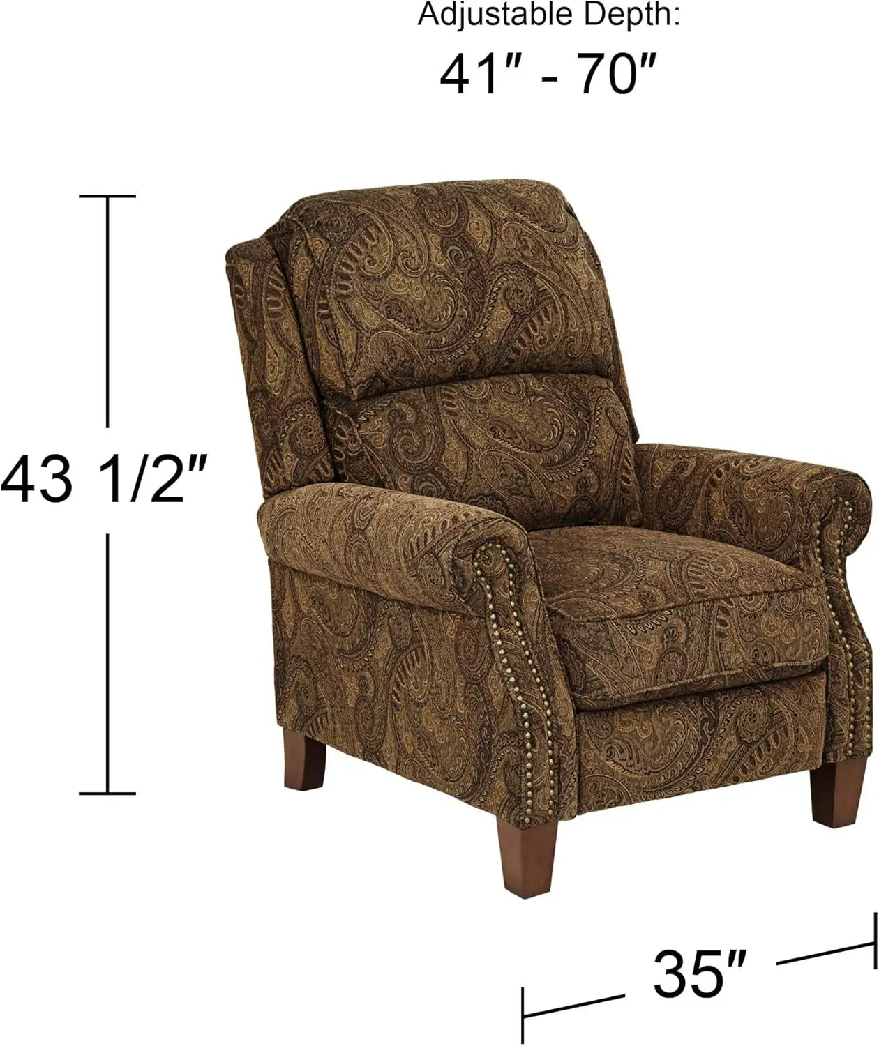 Beaumont Warm Brown Paisley Recliner Chair for Comfort and Style