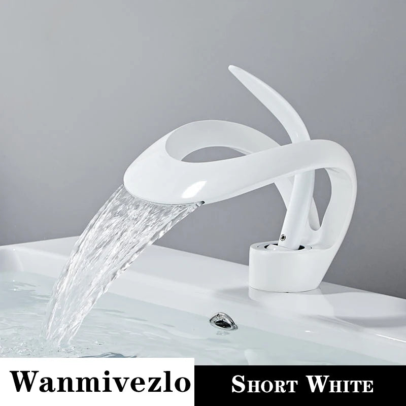 Waterfall Bathroom Basin Faucet Deck Mounted Brass Mixer Tap