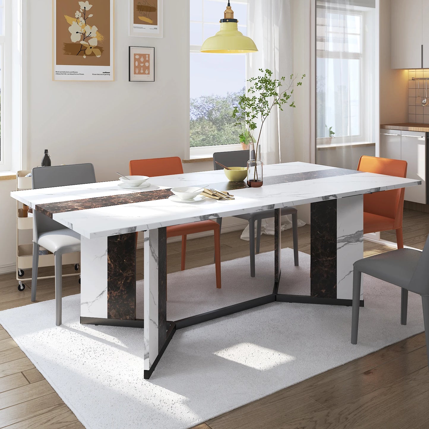 Large Luxurious Rectangular Dining Table for 6 to 10 People