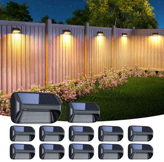 Solar Powered Fence Lights 6/12 Pack Auto On Off for Outdoor Use