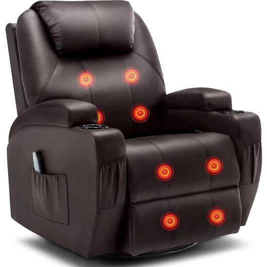 Comfortable 360 Degree Swivel Rocker Recliner with Massage Heat