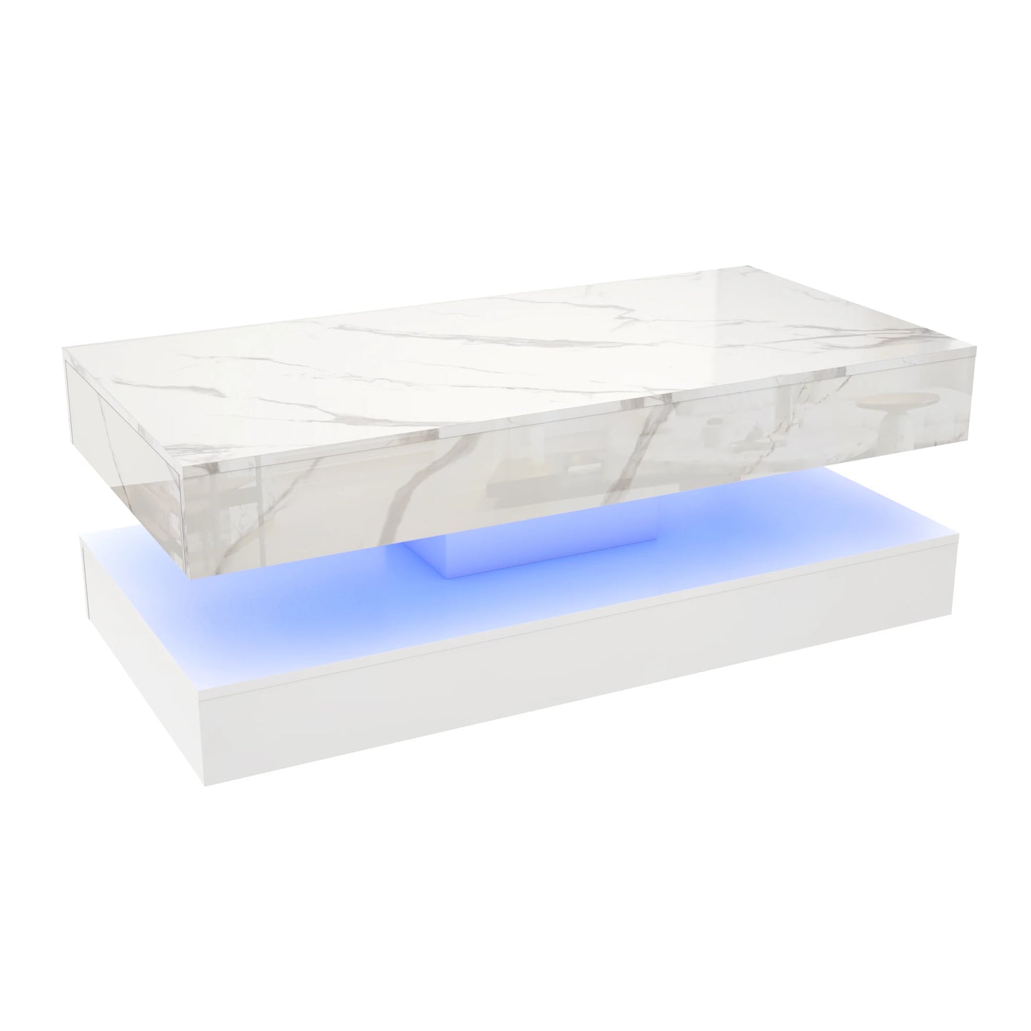 Modern Coffee Table with LED Lights and Double-Layer Design