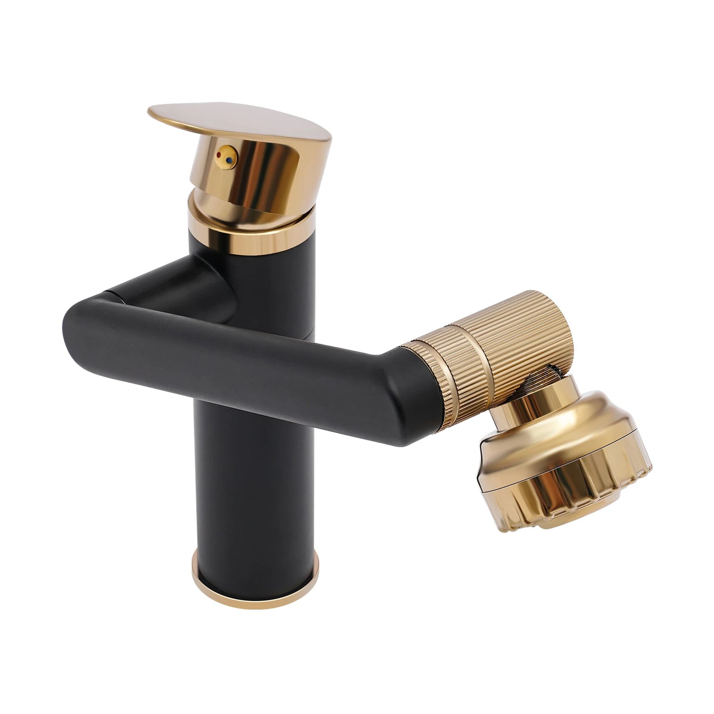 Multifunctional 360 Degree Swiveling Bathroom Faucet in Black Gold
