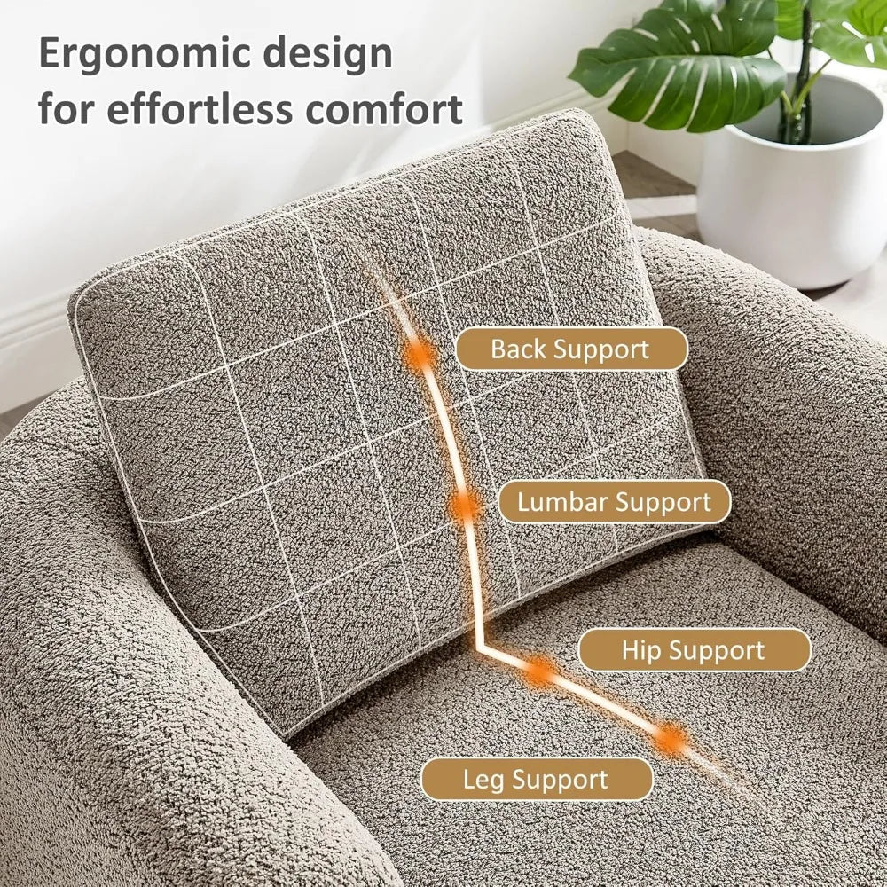Modern Oversized Boucle Accent Chair with Throw Pillow