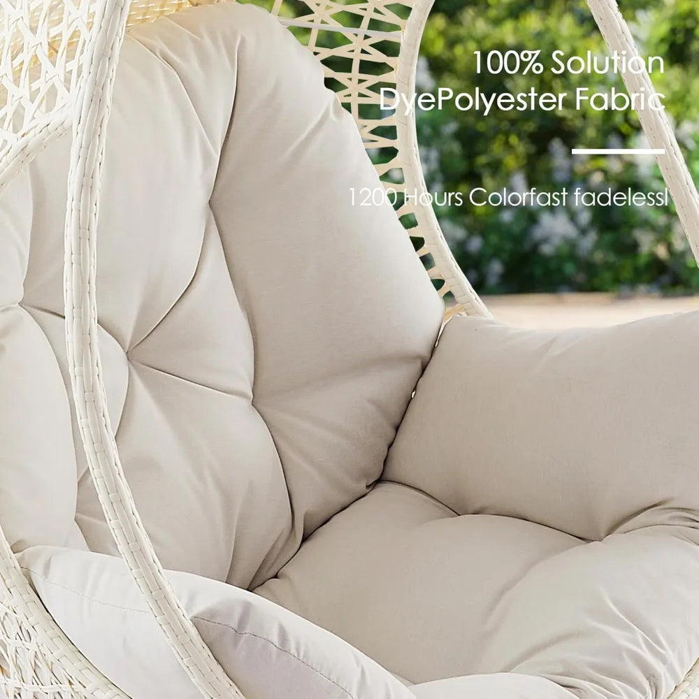 Ulax Furniture Hanging Egg Chair With Beige Cushion For Relaxation