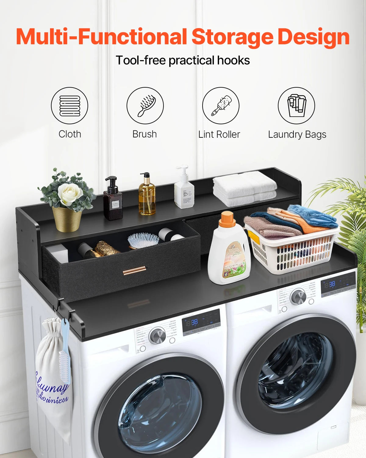 SucceBuy Washer Dryer Countertop with Drawer for Laundry Organization