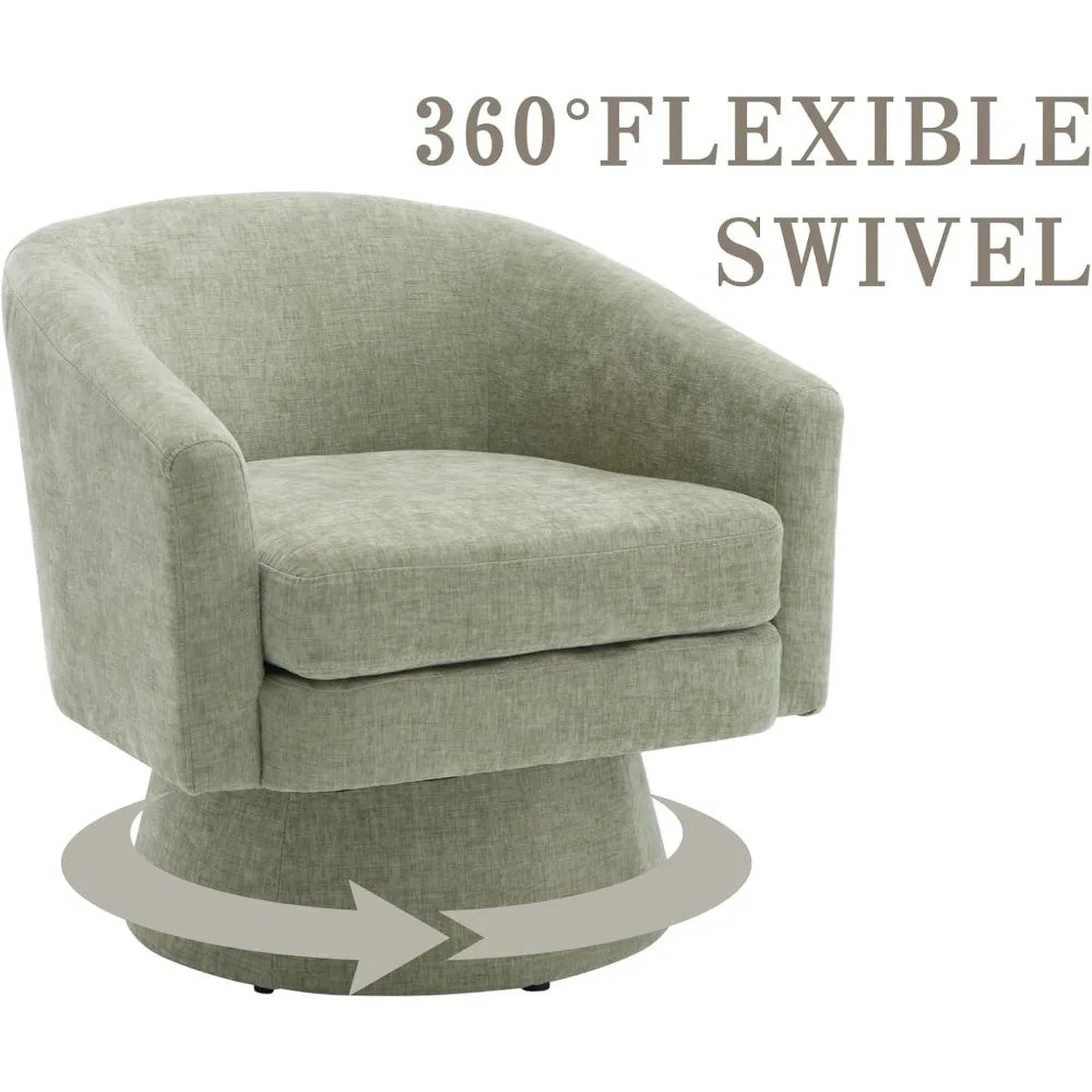 Green Swivel Accent Chairs Set of 2 Cozy Upholstered Design