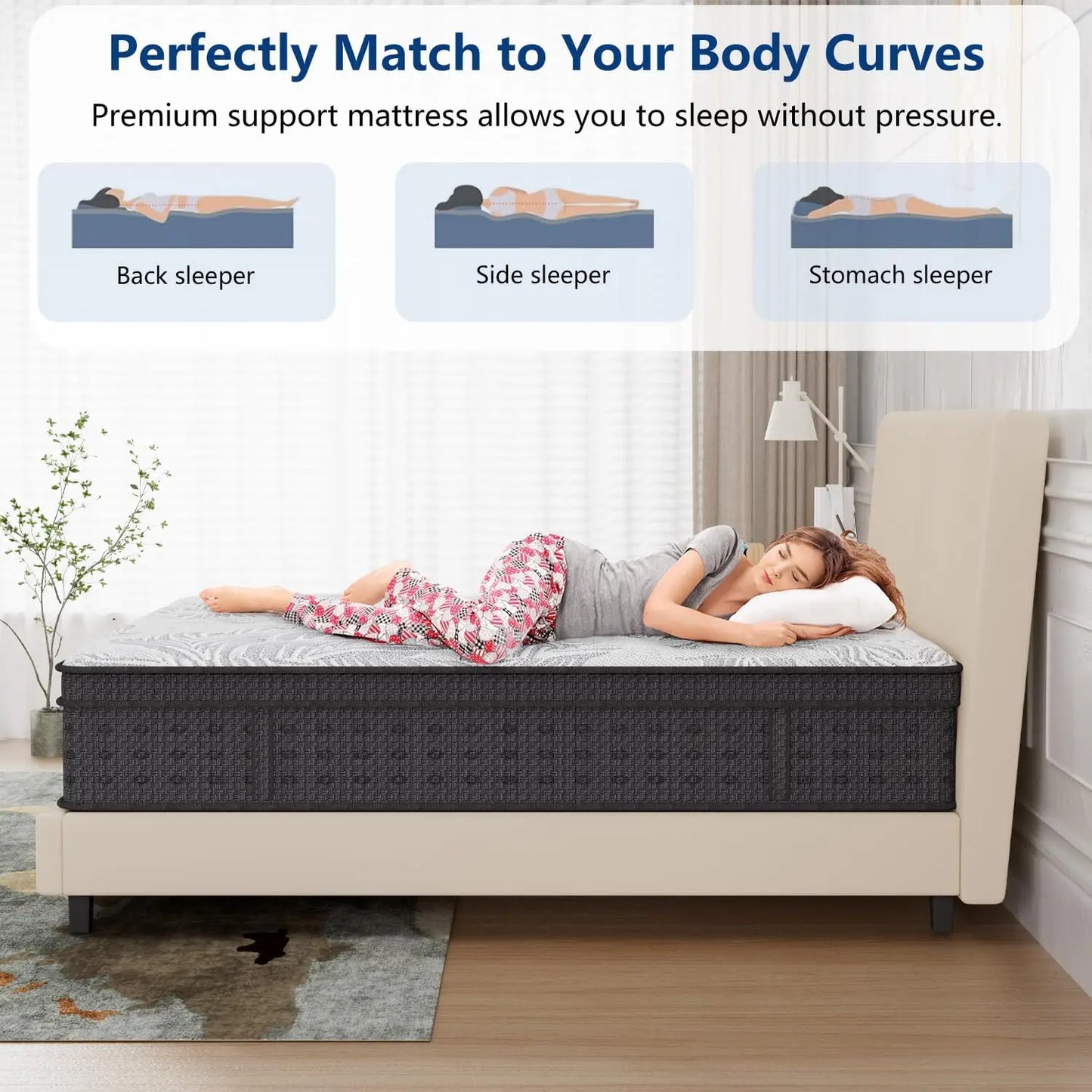 14 Inch Hybrid King Size Mattress with Gel Memory Foam