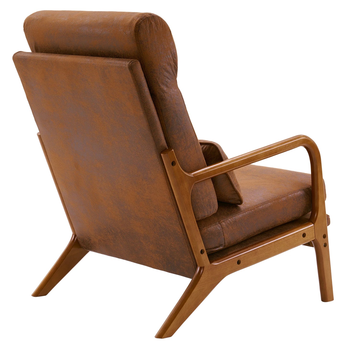 High Back Solid Wood Armrest Leisure Chair in Orange Cloth