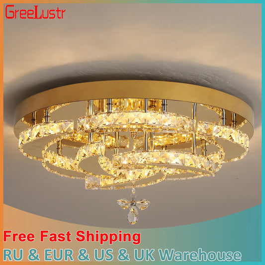 Modern Crystal Drop Chandelier LED Ceiling Lamp for Home Decor