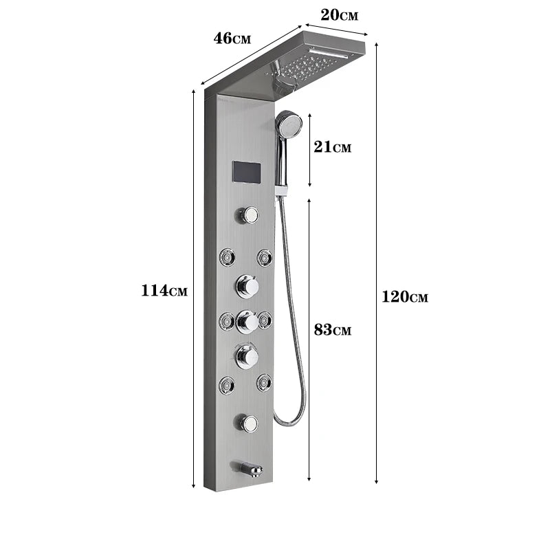 LED Rainfall Shower Faucet Set with Temperature Display and Massage