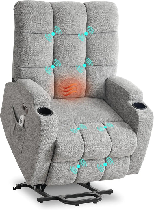 Large Power Lift Recliner Chair with Massage and Heat Features