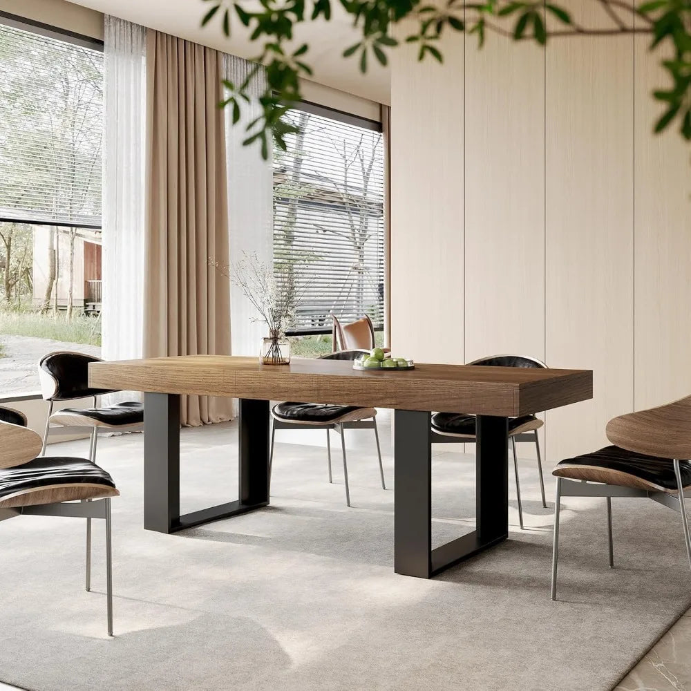 Farmhouse Rustic Extendable Dining Table for 8 to 10 People