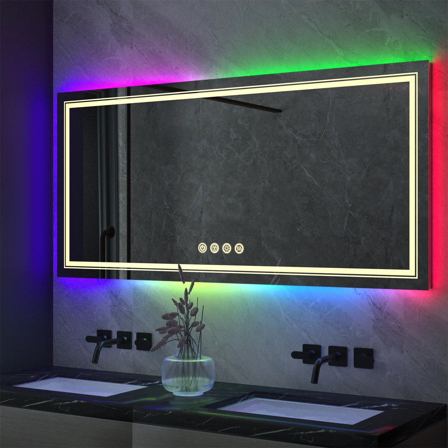 Large RGB Color Changing Backlit Bathroom Vanity Mirror