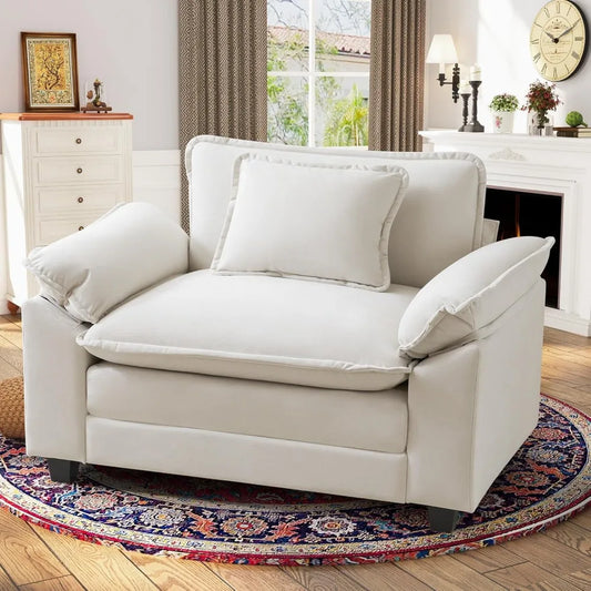 Oversized Velvet Accent Chair with Upholstered Armrests
