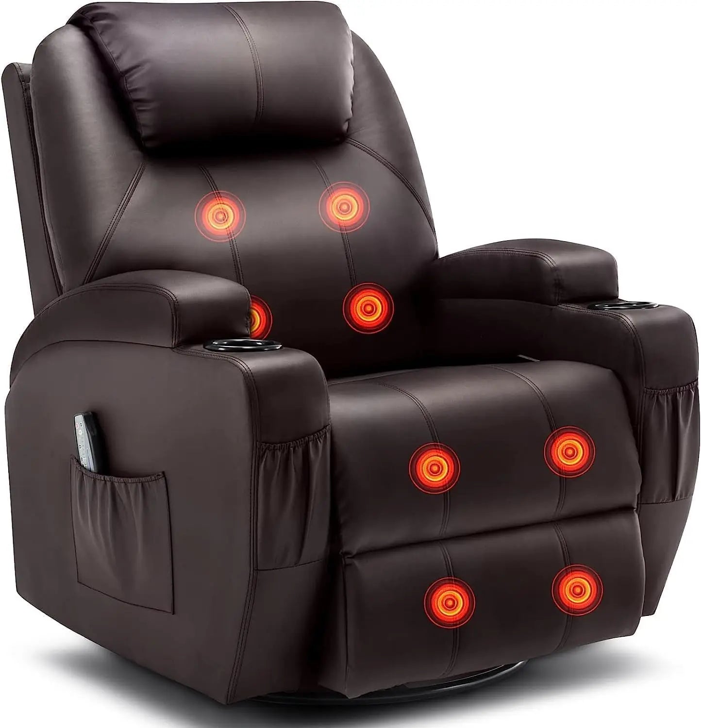 Comfortable 360 Degree Swivel Rocker Recliner with Massage Heat