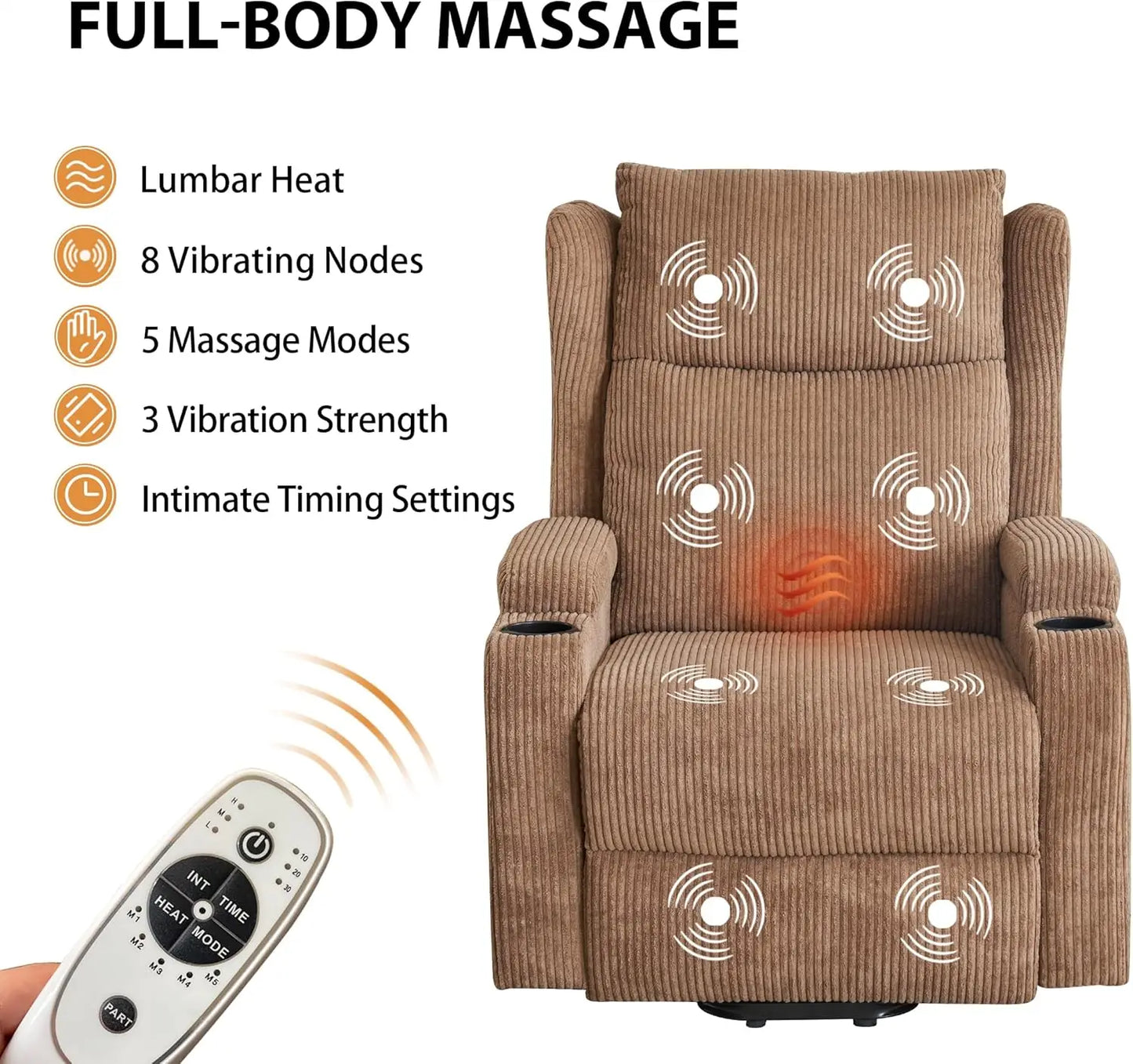 Electric Power Lift Recliner Chair with Massage and Heat