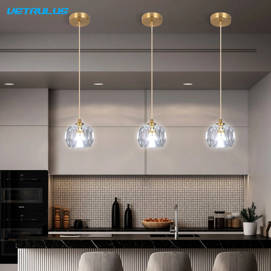 Modern LED Crystal Pendant Light for Kitchen and Bedroom Decor
