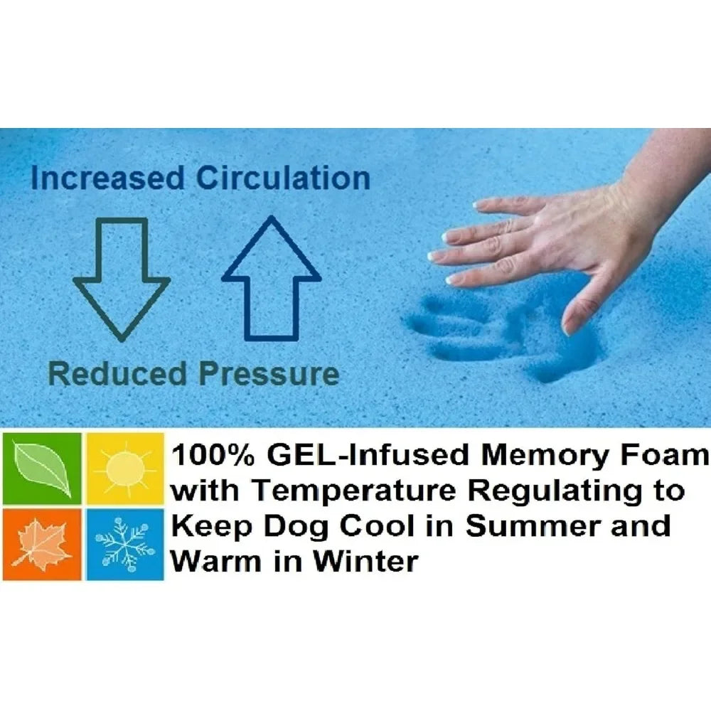 Orthopedic Gel Infused Memory Foam Dog Bed for Large Pets