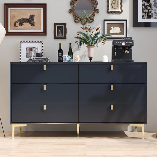 FUFU GAGA Modern Navy Blue Dresser with 6 Drawers for Home