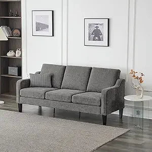 Comfy 71 Inch Mid Century Modern 3 Seater Sofa in Creamy White