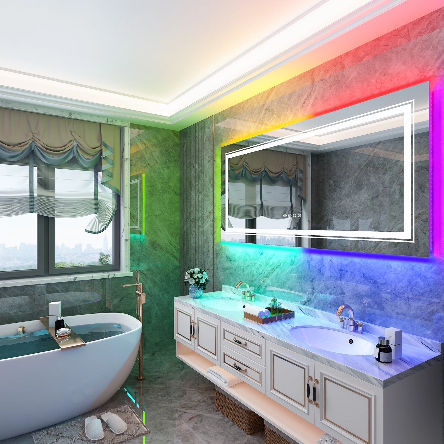 Large RGB Color Changing Backlit Bathroom Vanity Mirror
