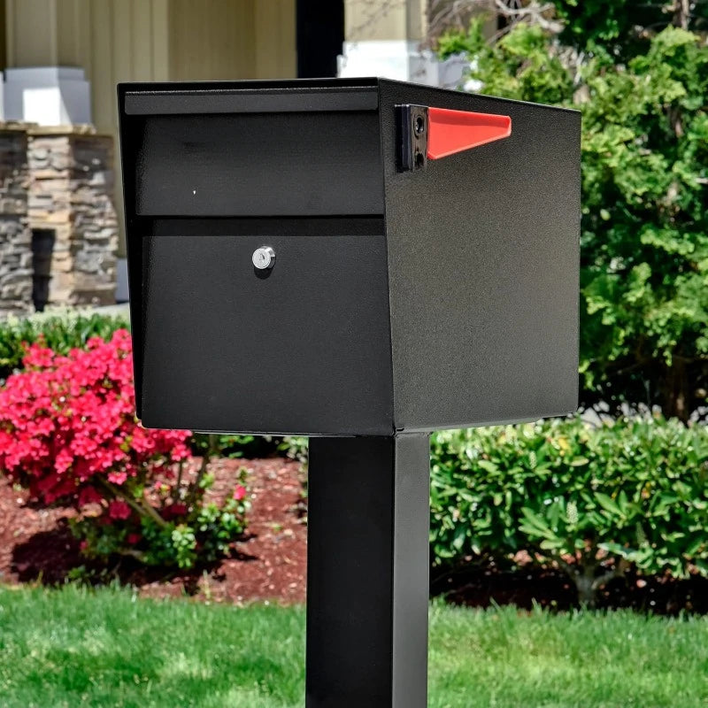 Black In-Ground Mailbox Mounting Post 43 Inches Durable Steel