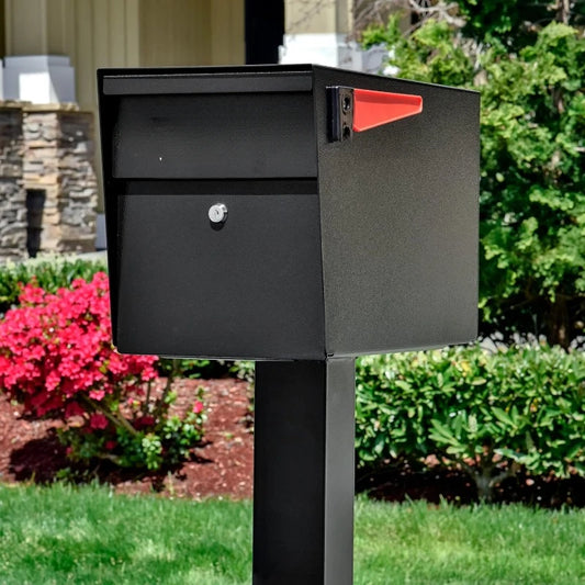 Black In-Ground Mailbox Mounting Post 43 Inches Durable Steel