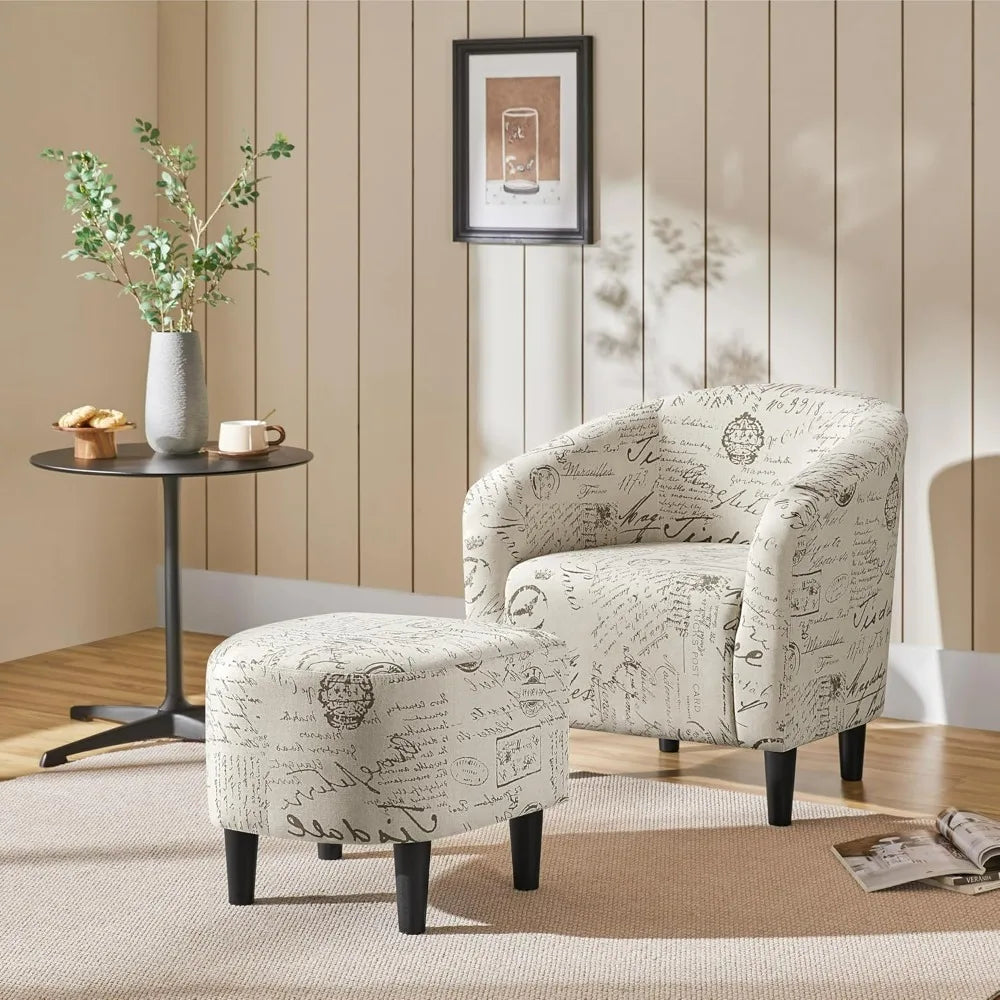 Modern Club Chair with Ottoman Upholstered Accent Armchair