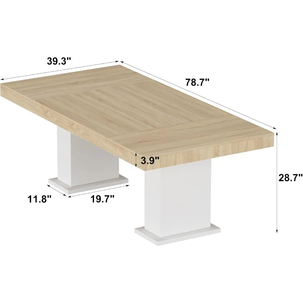 Modern Rectangular Dining Table for 4 to 8 People 78.7 Inches