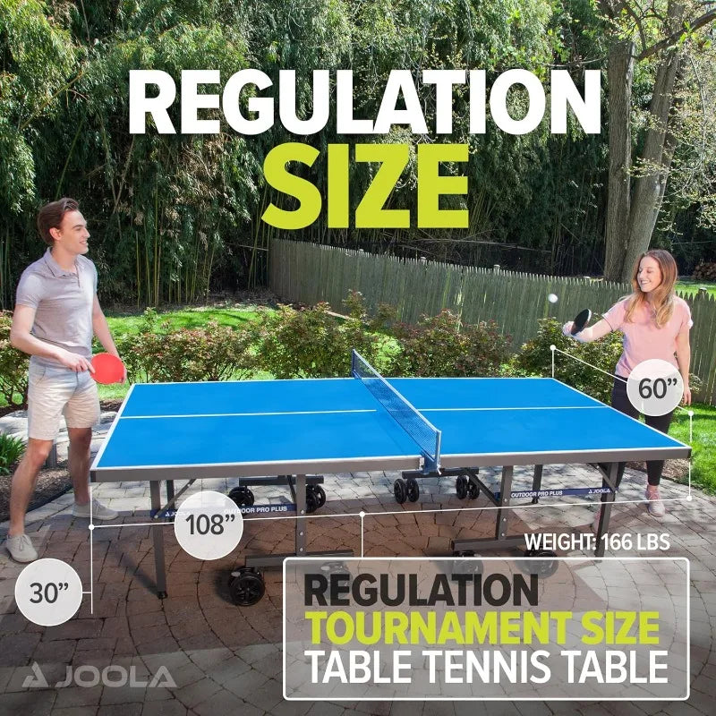 Outdoor Ping Pong Table with Waterproof Net Quick Assembly