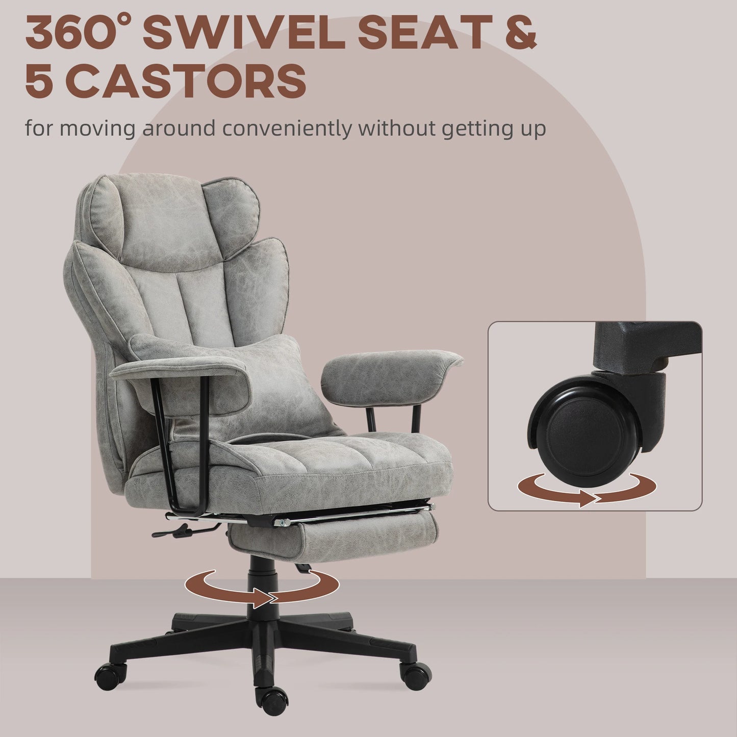 Homcom 400Lbs Big And Tall Office Chair With Foot Rest Gray
