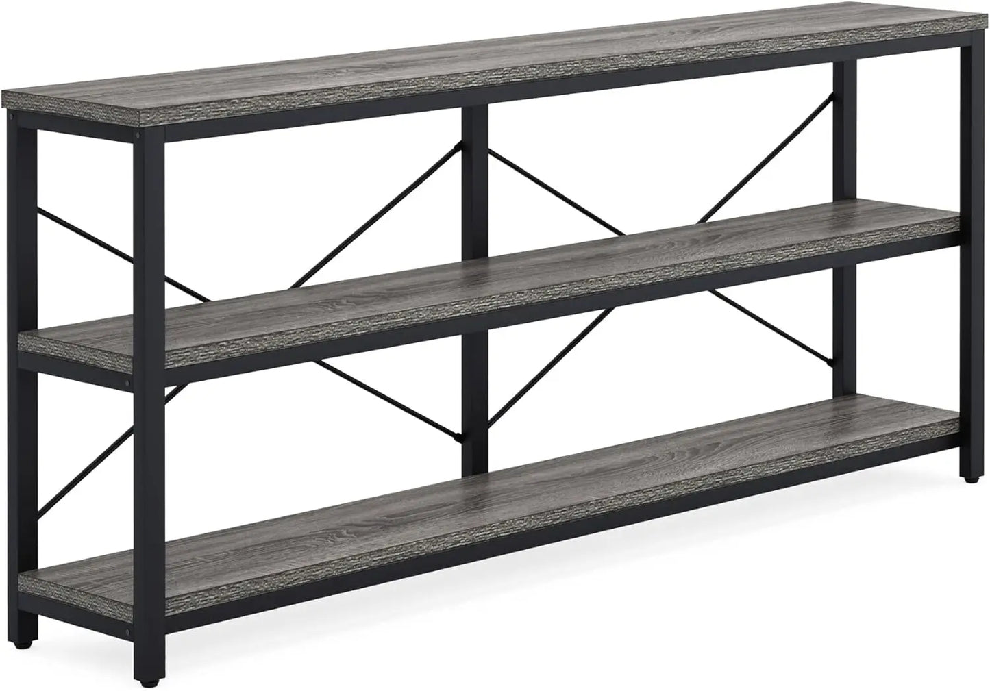 Modern 71 Inch Sofa Table with 3 Tier Storage Shelves