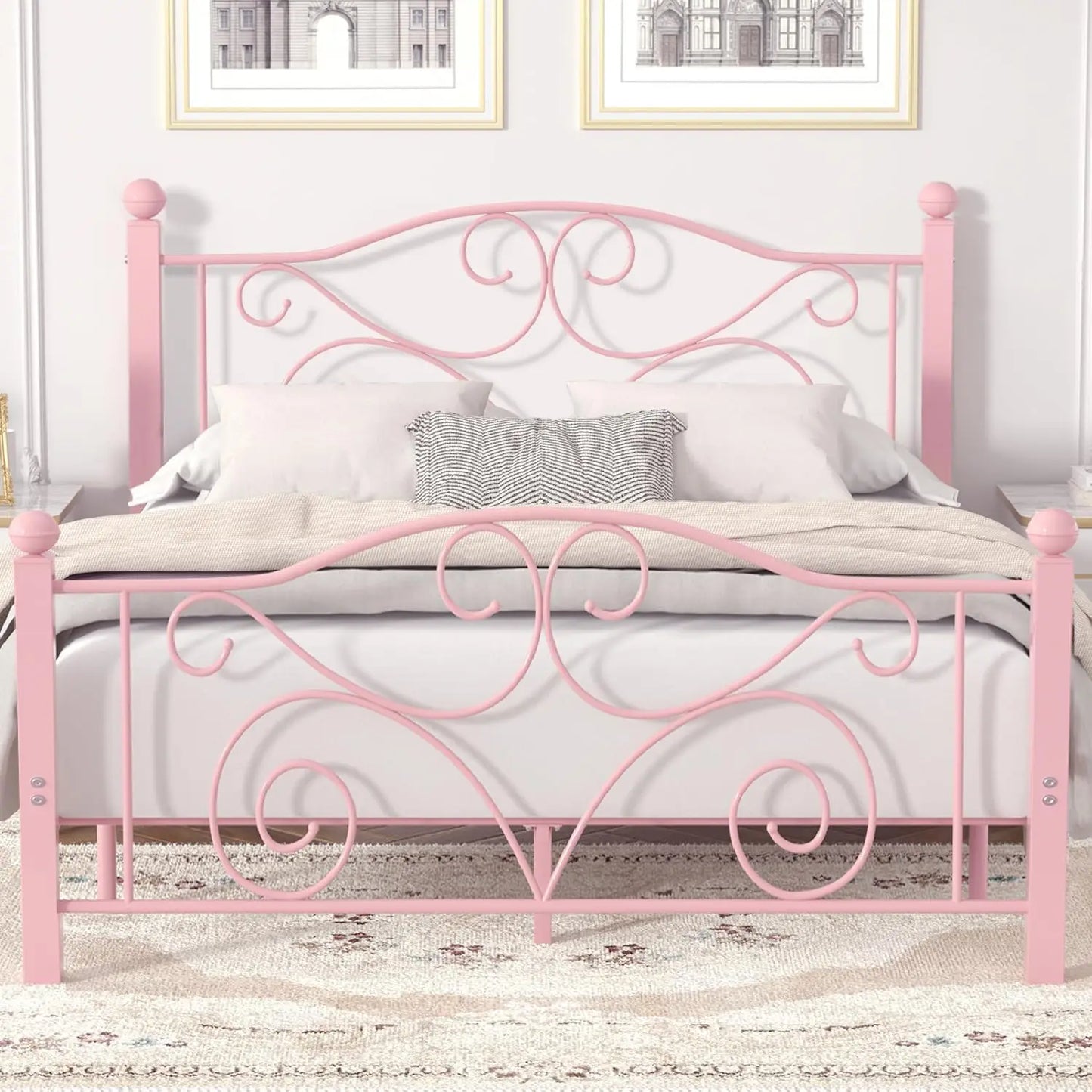 Queen Size Heavy Duty Metal Bed Frame with Slat Support