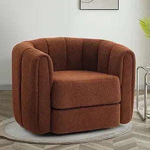 Comfy Green Swivel Accent Chair with Teddy Upholstery