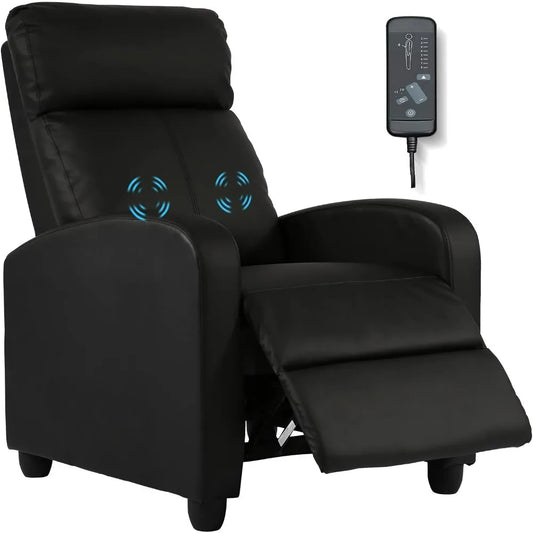 Massage Recliner Chair with Footrest Soft PU Leather Black