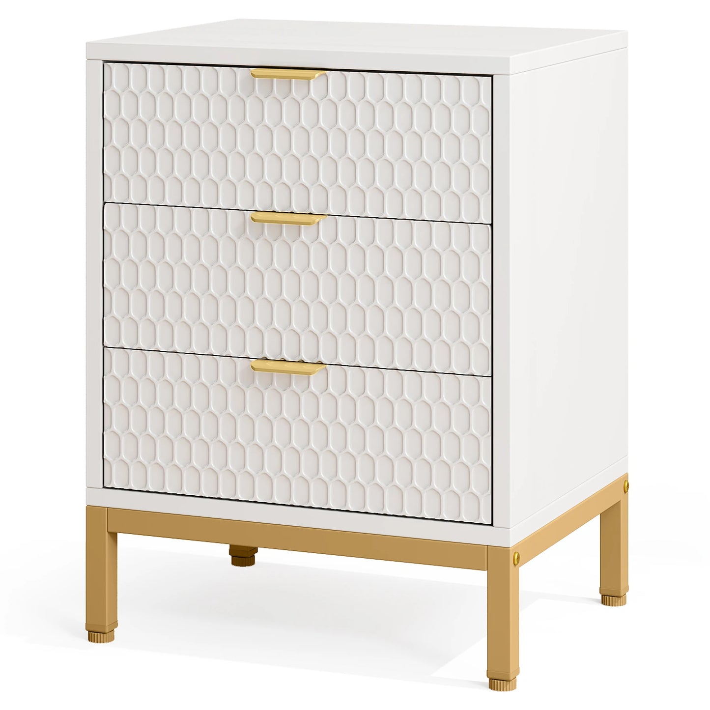 Tribesigns Modern Nightstand with 3 Drawers Stylish Storage Table