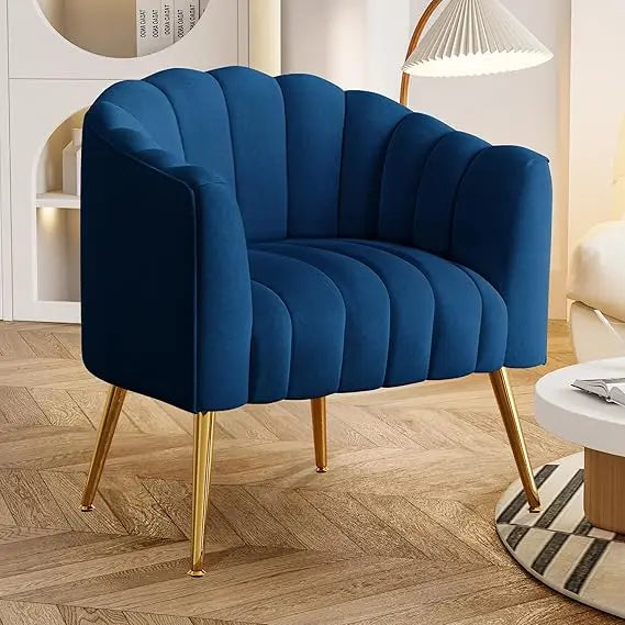 Oversized Pumpkin Couch Accent Chair in Comfy Velvet Beige
