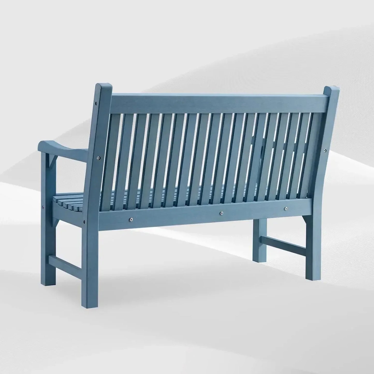 Blue 2-Person All-Weather Garden Bench for Patio and Park