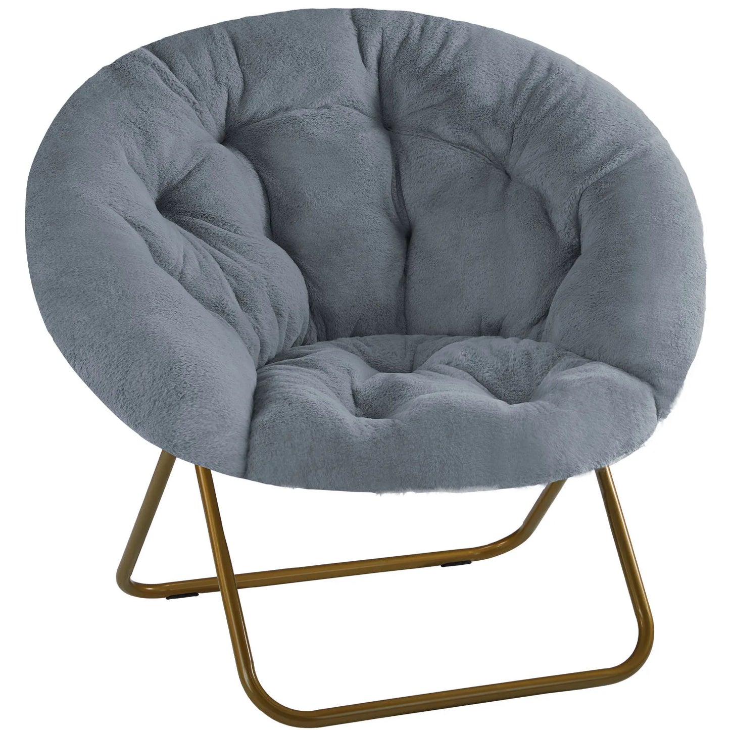 JHK Cozy Faux Fur Saucer Chair With Thick Padded Seat