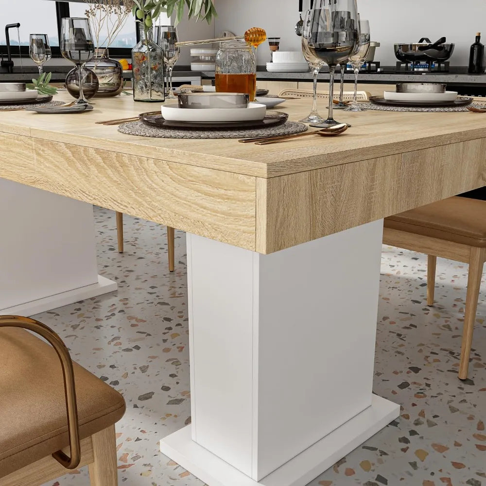 Modern 78.7 Inch Rectangular Dining Table for 8 to 10 People